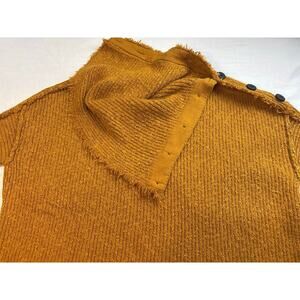 Free People On My Side Sweater Size SM Oversized Chunky Mustard Brown Pre-Owned